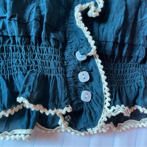 Joie Lightweight Silk Cotton Button Down Blouse Smocked Peasant Top | A76 - Picture 4 of 7